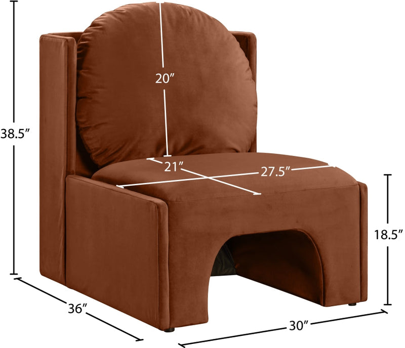 Sigma Velvet Upholstered Accent Chair in Cognac - 33031Cognac