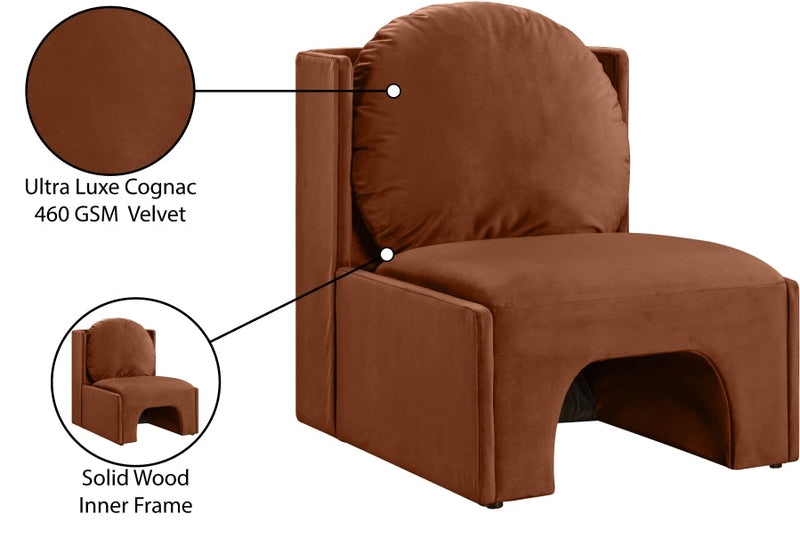 Sigma Velvet Upholstered Accent Chair in Cognac - 33031Cognac