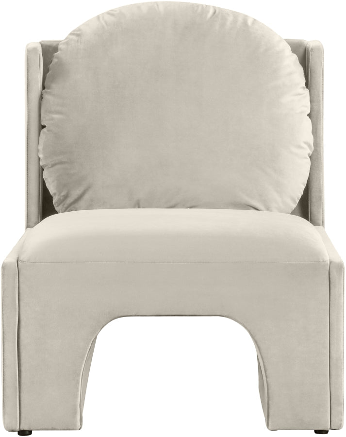 Sigma Velvet Upholstered Accent Chair in Cream - 33031Cream