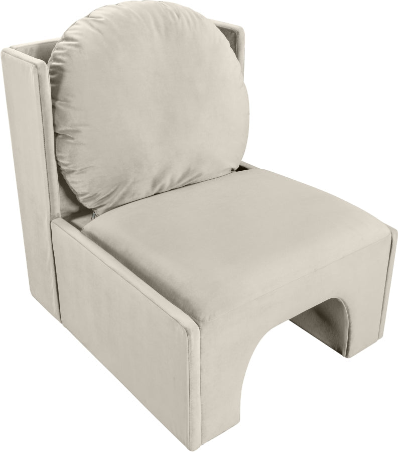 Sigma Velvet Upholstered Accent Chair in Cream - 33031Cream