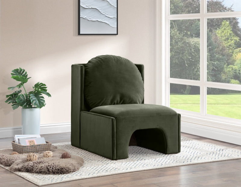 Sigma Velvet Upholstered Accent Chair in Green - 33031Green