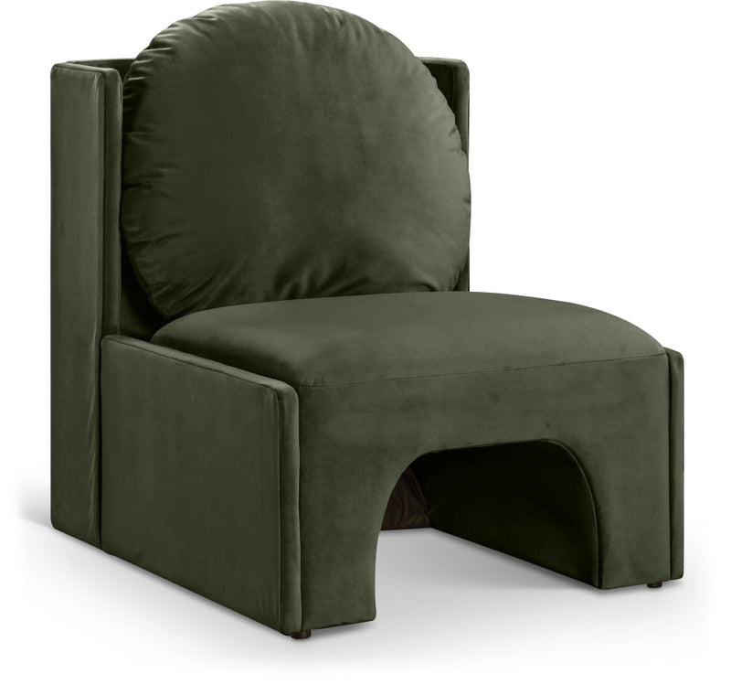 Sigma Velvet Upholstered Accent Chair in Green - 33031Green