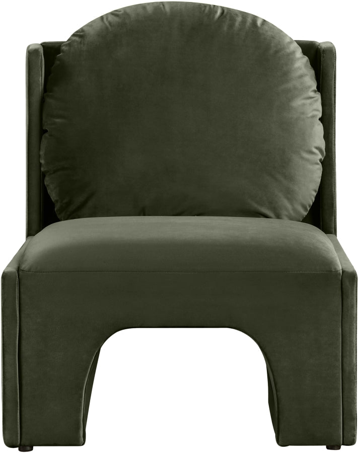Sigma Velvet Upholstered Accent Chair in Green - 33031Green