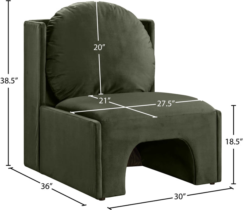 Sigma Velvet Upholstered Accent Chair in Green - 33031Green