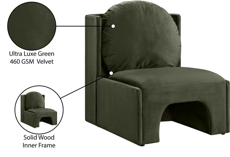 Sigma Velvet Upholstered Accent Chair in Green - 33031Green