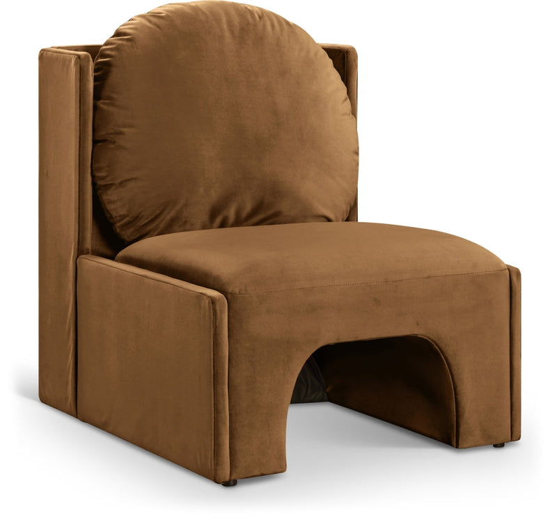 Sigma Velvet Upholstered Accent Chair in Saddle - 33031Saddle