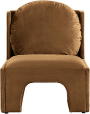Sigma Velvet Upholstered Accent Chair in Saddle - 33031Saddle