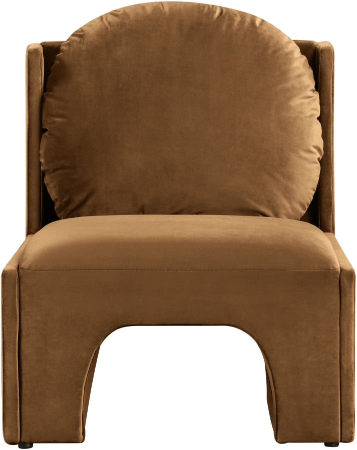 Sigma Velvet Upholstered Accent Chair in Saddle - 33031Saddle