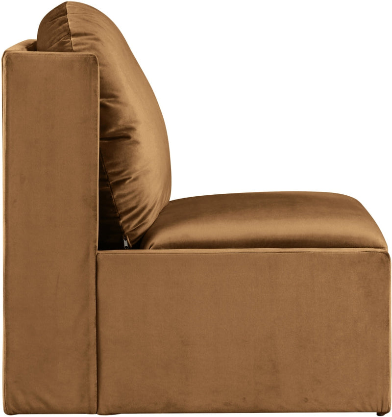 Sigma Velvet Upholstered Accent Chair in Saddle - 33031Saddle