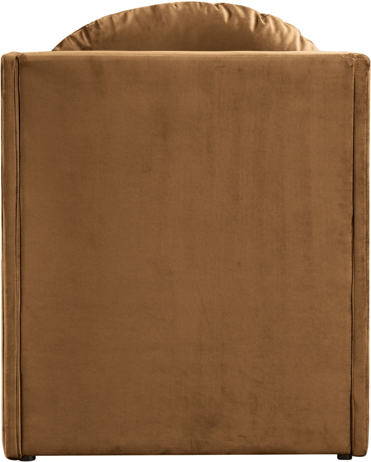 Sigma Velvet Upholstered Accent Chair in Saddle - 33031Saddle