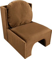 Sigma Velvet Upholstered Accent Chair in Saddle - 33031Saddle