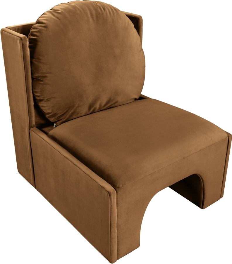 Sigma Velvet Upholstered Accent Chair in Saddle - 33031Saddle