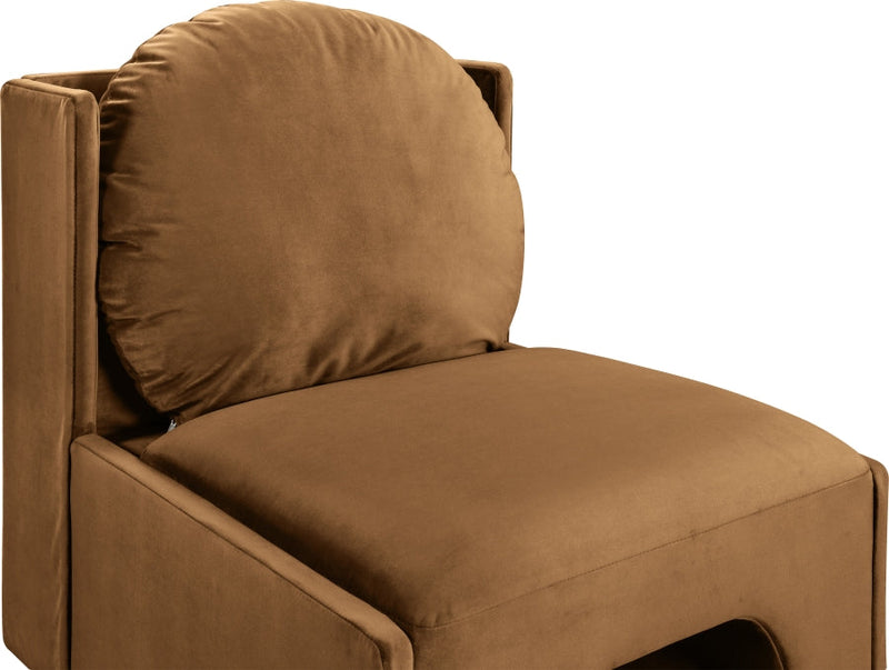Sigma Velvet Upholstered Accent Chair in Saddle - 33031Saddle