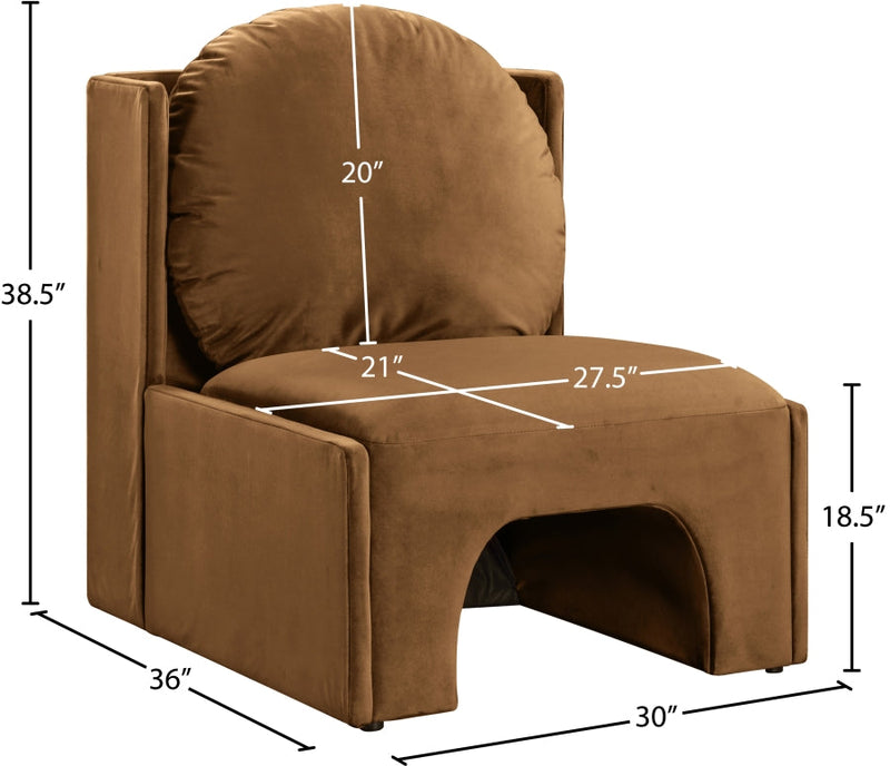 Sigma Velvet Upholstered Accent Chair in Saddle - 33031Saddle