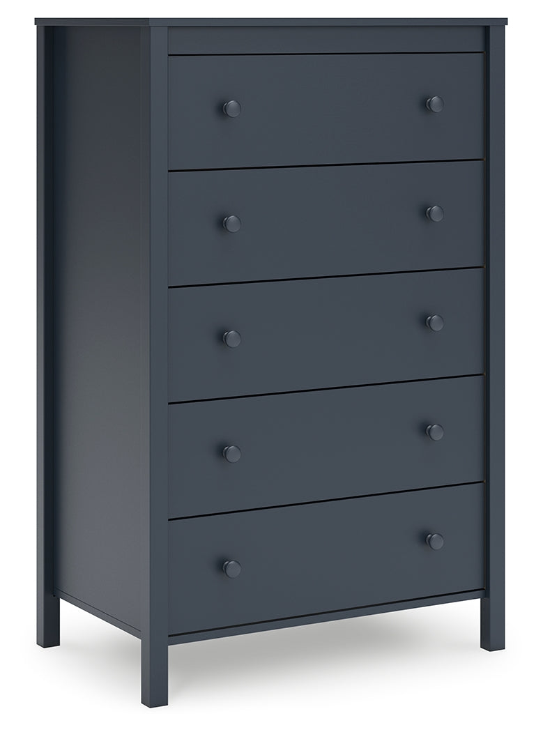 Simmenfort Full Panel Headboard with Dresser and Chest in Navy Blue - PKG020613