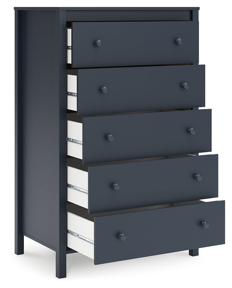 Simmenfort Full Panel Headboard with Dresser and Chest in Navy Blue - PKG020613