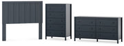 Simmenfort Full Panel Headboard with Dresser and Chest in Navy Blue - PKG020613