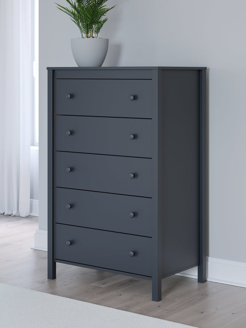 Simmenfort Full Panel Headboard with Dresser and Chest in Navy Blue - PKG020613