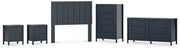 Simmenfort Full Panel Headboard with Dresser, Chest and 2 Nightstands in Navy Blue - PKG020611