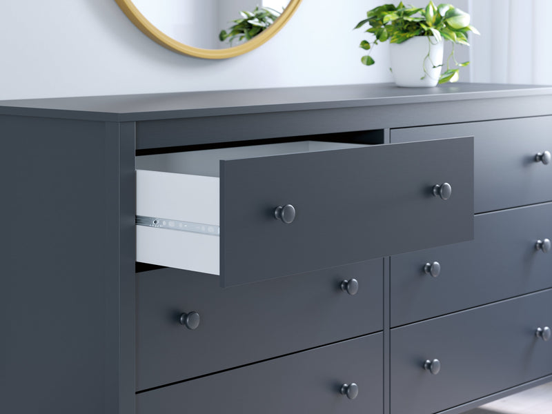 Simmenfort Full Panel Headboard with Dresser in Navy Blue - PKG020609