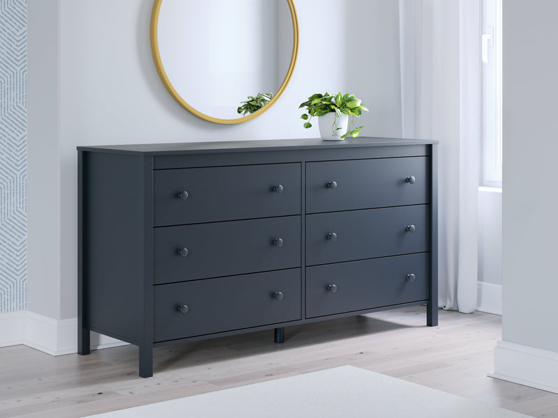 Simmenfort Full Panel Headboard with Dresser in Navy Blue - PKG020609