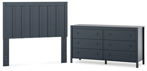 Simmenfort Full Panel Headboard with Dresser in Navy Blue - PKG020609