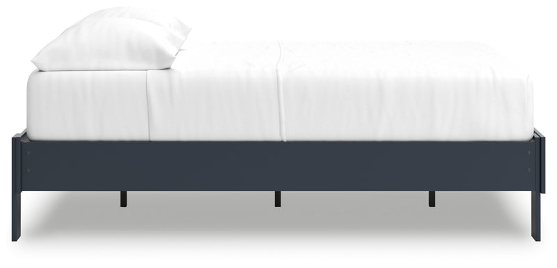 Simmenfort Full Platform Bed with 2 Nightstands in Navy Blue - PKG020629