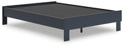 Simmenfort Full Platform Bed with 2 Nightstands in Navy Blue - PKG020629
