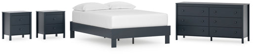 Simmenfort Full Platform Bed with Dresser and 2 Nightstands in Navy Blue - PKG020624
