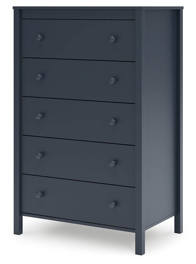 Simmenfort Full Platform Bed with Dresser and Chest in Navy Blue - PKG020627