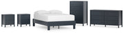 Simmenfort Full Platform Bed with Dresser, Chest and 2 Nightstands in Navy Blue - PKG020625