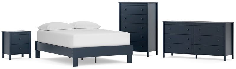 Simmenfort Full Platform Bed with Dresser, Chest and Nightstand in Navy Blue - PKG020628