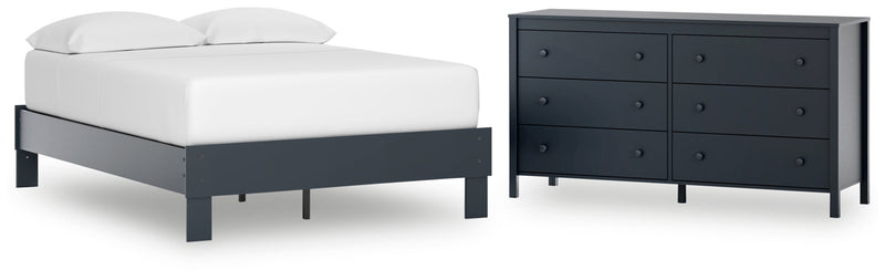 Simmenfort Full Platform Bed with Dresser in Navy Blue - PKG020623