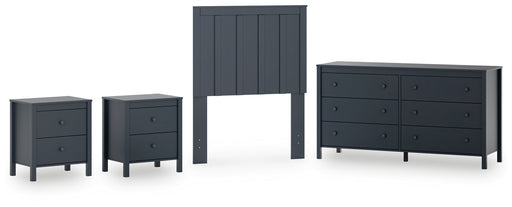 Simmenfort Twin Panel Headboard with Dresser and 2 Nightstands in Navy Blue - PKG020603