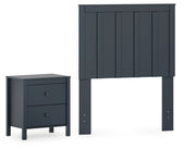 Simmenfort Twin Panel Headboard with Nightstand in Navy Blue - PKG020608