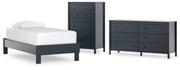 Simmenfort Twin Platform Bed with Dresser and Chest in Navy Blue - PKG020620
