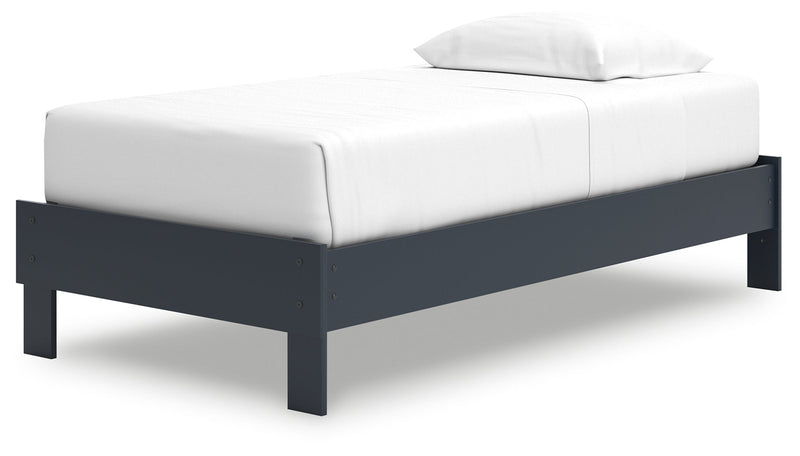 Simmenfort Twin Platform Bed with Dresser and Chest in Navy Blue - PKG020620