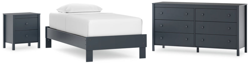 Simmenfort Twin Platform Bed with Dresser and Nightstand in Navy Blue - PKG020619