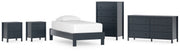 Simmenfort Twin Platform Bed with Dresser, Chest and 2 Nightstands in Navy Blue - PKG020618
