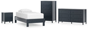 Simmenfort Twin Platform Bed with Dresser, Chest and Nightstand in Navy Blue - PKG020621
