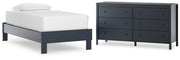 Simmenfort Twin Platform Bed with Dresser in Navy Blue - PKG020616
