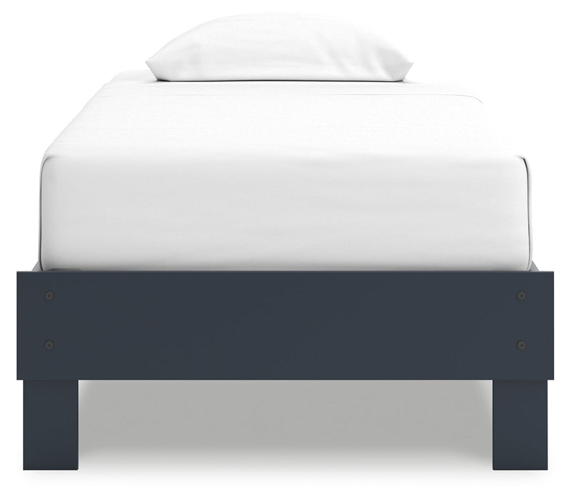 Simmenfort Twin Platform Bed with Nightstand in Navy Blue - PKG020622