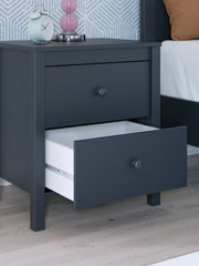 Simmenfort Twin Platform Bed with Nightstand in Navy Blue - PKG020622