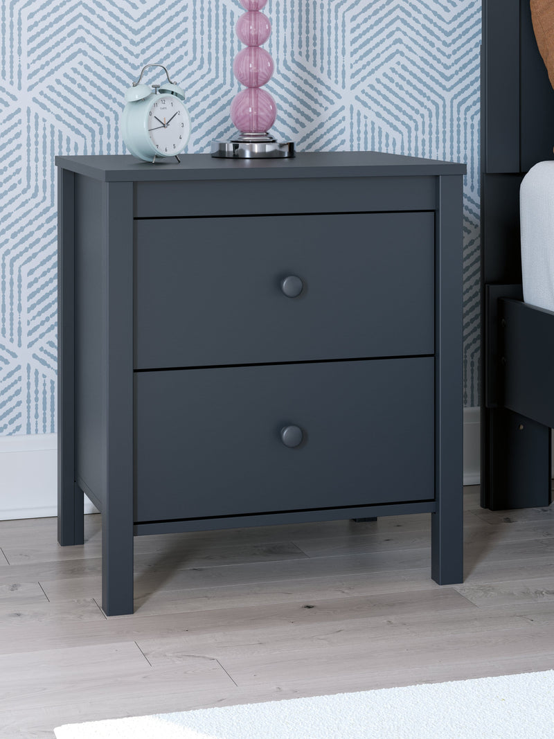 Simmenfort Twin Platform Bed with Nightstand in Navy Blue - PKG020622