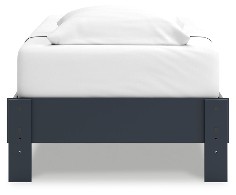 Simmenfort Twin Platform Bed with Nightstand in Navy Blue - PKG020622