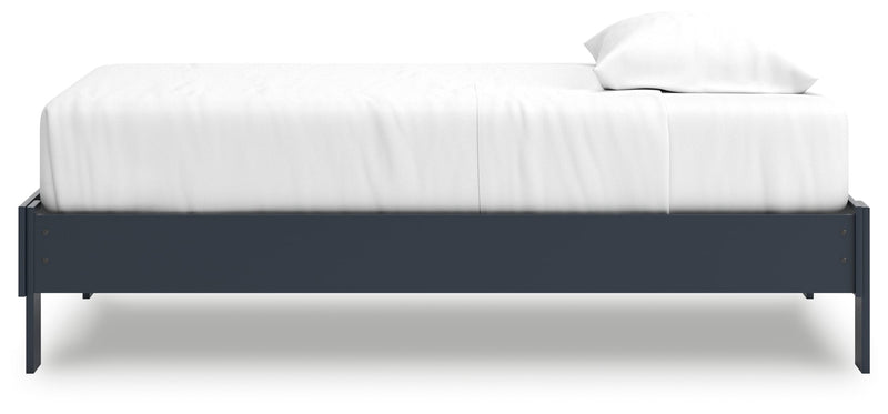 Simmenfort Twin Platform Bed with Nightstand in Navy Blue - PKG020622