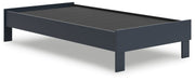Simmenfort Twin Platform Bed with Nightstand in Navy Blue - PKG020622