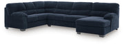 SimpleJoy Navy 3-Piece Sectional with Chaise - 24205S2