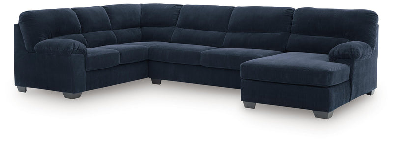SimpleJoy Navy 3-Piece Sectional with Chaise - 24205S2