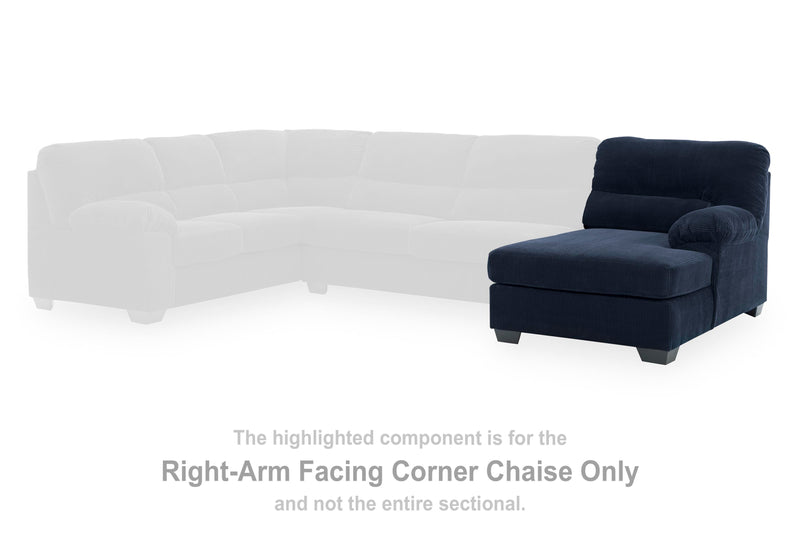 SimpleJoy Navy Right-Arm Facing Corner Chaise - 2420517